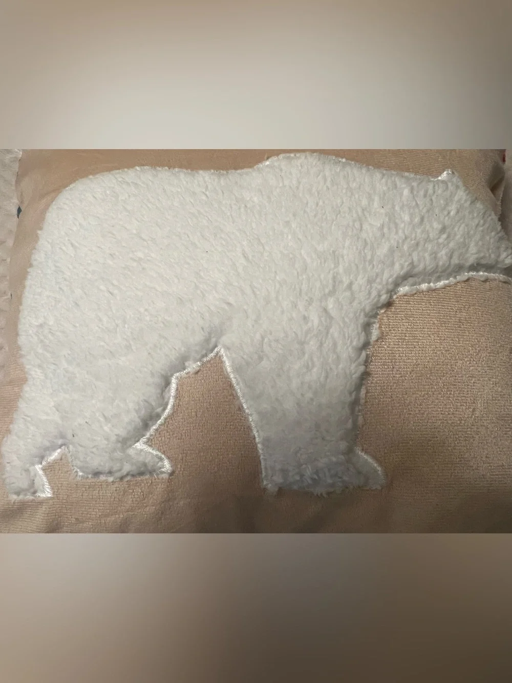 Plush Polar Bear Winter Throw Pillow in Cream and White
